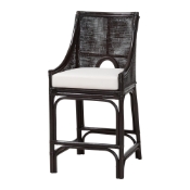 bali & pari Acton Natural Rattan Counter Stool - Handwoven Wicker Accent Stool with Tall Back and Sloped Arms, Boho Coastal Kitchen Seating